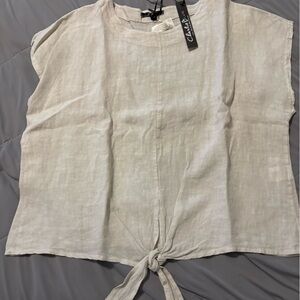 Light Beige Linen Halter Top